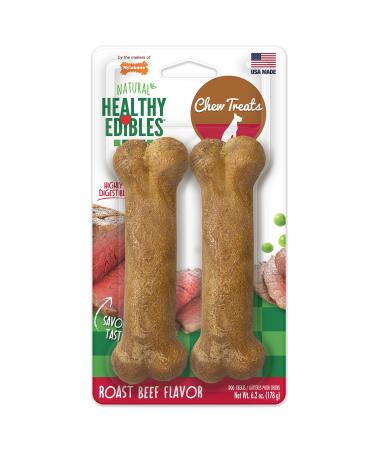 Nylabone Healthy Edibles All-Natural Long Lasting Dog Chew Treats 2 Count Beef Medium/Wolf