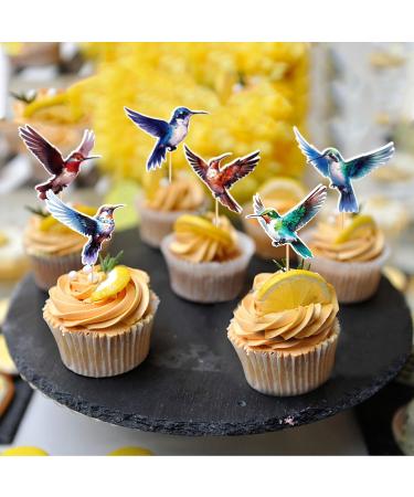 Cyodoos 24pcs Hummingbird Cupcake Topper Green Flying Bird Nature Theme Decor Supplies Baby Shower Boys Girls Happy Birthday Party Decorations Supplies - Buy Online on SooperMarket.com
