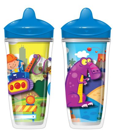Playtex Sipsters Stage 3 Spill-Proof Leak-Proof Break-Proof Insulated Spout Sippy Cups for Boys - 9 Ounce - 2 Count