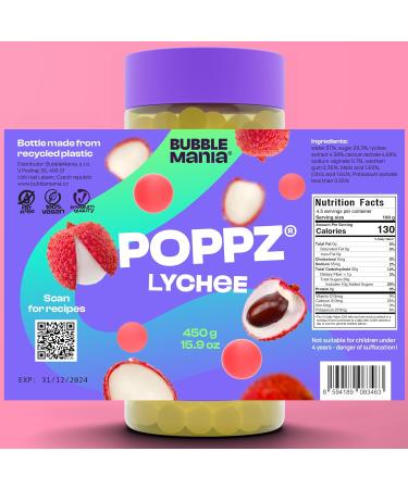 Poppz Lychee Popping Boba Fruit Pearls for Bubble Tea - 450g by Bubble Mania - Buy Online on SooperMarket.com