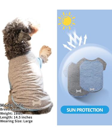KYEESE 2 Pack Dog Shirts | Quick Dry Raglan Sleeve | Soft & Stretchy | Lightweight Dog Clothes | Reflective Label | 21 Chest | Small to Medium Dogs | Blue & Grey | 2 Pack - Buy Online on SooperMarket.com