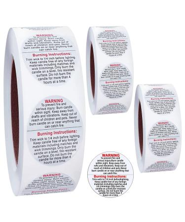 Goiio 1500 Pcs Candle Warning Labels,1.5inch Candle Jar Container Stickers, Candle Safety Stickers for Candle Making DIY Candle Jars White
