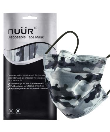 NU R 10pcs Camouflage 3 Ply Disposable Face Mask Mask with Filter Layer and Elastic Earloop Retail Sealed Bags CAMO-026