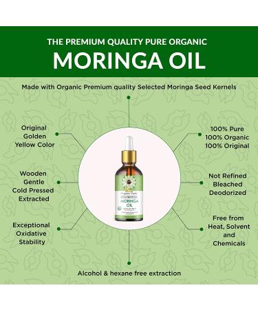 Organic Veda Moringa Oil - USDA Organic Cold-Pressed Virgin Oil for Skin, Hair, Nails - 1.7 fl. oz - Buy Online on SooperMarket.com