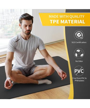 CAMBIVO Extra Wide Yoga Mat 72x32 1/4 - Eco-Friendly SGS Certified Large TPE Mat for Yoga, Pilates, Workout - Dark Black - Buy Online on SooperMarket.com