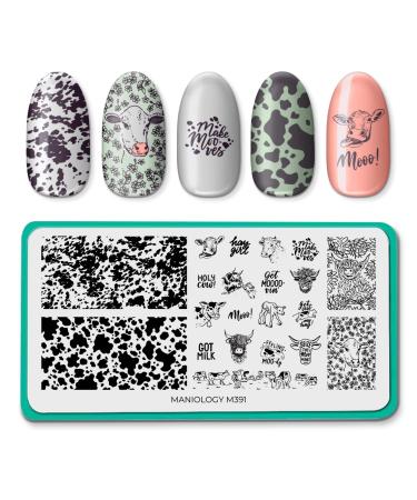 Maniology Moo-velous Nail Stamping Plate Cow Spots Nail Art Designs Cow-Theme Animal Manicure