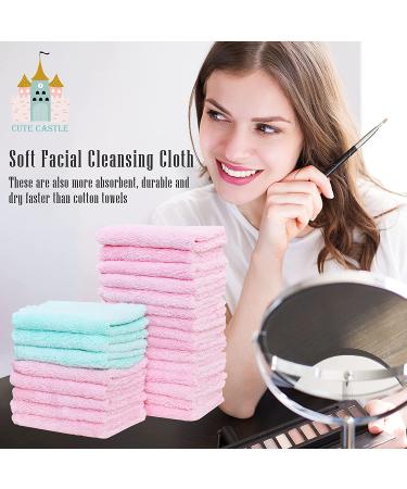 24 Count Premium Soft Makeup Remover Cloths - Microfiber Facial Washcloths - Fast Drying & Highly Absorbent Towel - Pink-Blue 7x9 Inch (Pack of 24) - Buy Online on SooperMarket.com