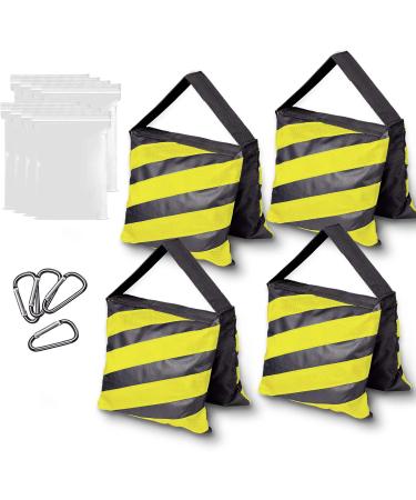 EMART Sandbags Photography Stand Weight Bag for Light Tripod, Photo Video Studio, Outdoor Movie Screen, C-Stand, Camera - 4 Packs Yellow, Load 25 lbs Each