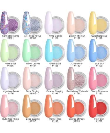 Aikker 20 Spring Colours Dip Powder Nail Kit - 27 Pcs Glitter Purple Pink Orange Acrylic Dipping Powder Set with Base Top Coat Activator - French Nail Art Manicure AK33 - Buy Online on SooperMarket.com