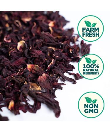Ole Rico Dried Hibiscus Flowers 4 oz - Perfect for Hibiscus Tea - 100% Natural, Cut and Sifted - Resealable Bag - 4 Ounce Pack - Buy Online on SooperMarket.com