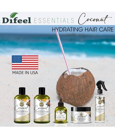 Difeel Essentials Hydrating Coconut Hair Mask 8 oz | Deep Moisturizer for Dry Hair Reduces Frizz 100% Natural Oils - International Shipping Available - Buy Online on SooperMarket.com