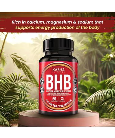 KASHA Nutrition BHB Pills 810mg (Triple Salt) per Capsule Patented Exogenous Ketones Salts for Women and Men | Keto Friendly Proudly made in Canada | Energy Support | 60 Keto Friendly Veggie Capsules | 270 mg of Calcium Sodium and Magnesium Beta Hydroxybu - Buy Online on SooperMarket.com