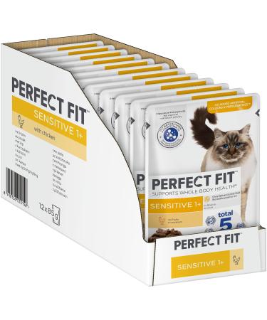 Perfect Fit Sensitive 1+ Cat with a chicken in sauce 12 portion bags 12x85g - Premium cat food wet for sensitive cats from 1 year without wheat & soy to support the digestion chicken 85 g (12 pack)