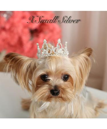 Lovelyshop Royal Tiger Crouncey Diamond Pearls - X Small Silver Crown for Dogs & Cats | Stylish Hair Accessories - Buy Online on SooperMarket.com