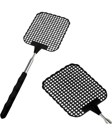 ECENCE Set of 2 Extendable Fly Swatters - Telescopic 26 cm to 72 cm Long Black - Perfect for International Shipping - Buy Online on SooperMarket.com