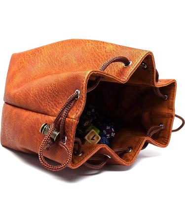 Brown Leather Lite Large Dice Bag with Wolf Design - Holds 400 16mm Polyhedral Dice - Stands Up, Faux Leather Exterior, Lined Interior - Buy Online on SooperMarket.com