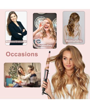 Rose Gold Tapered Curling Wand 13-25MM - Professional Ceramic Hair Curler with Heat-Resistant Glove - Buy Online on SooperMarket.com