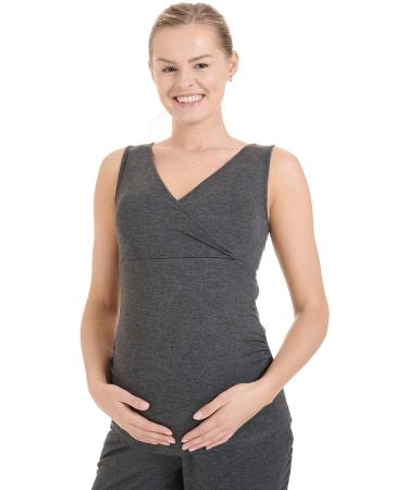 Herzmutter Maternity Homewear Set - 3-Piece Nursing Pyjamas - Pregnancy Wellness Set - Dark Gray - Sizes S-XXL - Buy Online on SooperMarket.com