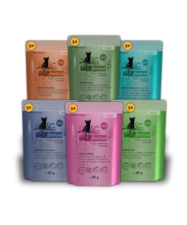 Catz Finefood Multipack 2 12 x 85g bag delicatessen cat food wet varieties Mix package 2 with chicken tuna cattle red bark lamb shrimp II 85 g (12 Pack)