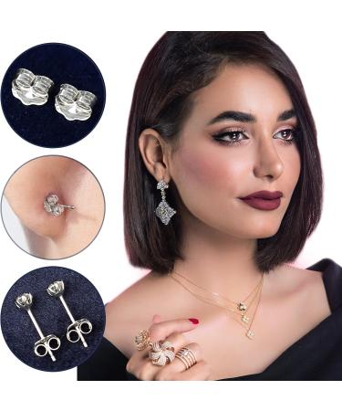 LUCKMORA 14K White Gold Earring Backs | 0.15g AU585 Butterfly Replacements for Studs | Hypoallergenic Pierced Secure Design - Buy Online on SooperMarket.com