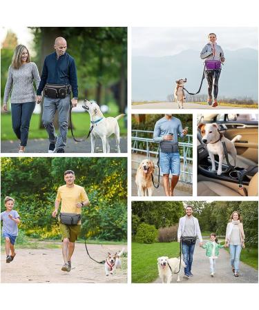 TUDEC 4-in-1 Hands-Free Dog Leash & Waist Bag - 5.8ft Zero Shock Bungee Car Seat Buckle & Reflective Threading - Ybgs Purple Bag + Black Leash | International Shipping - Buy Online on SooperMarket.com