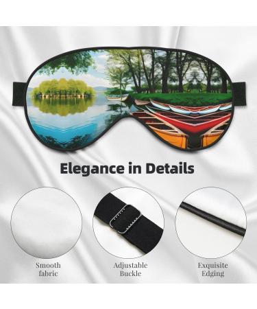 Lake with Boats Canoes Eye Mask | Soft Breathable Travel Sleep Patch for Relaxation - Buy Online on SooperMarket.com