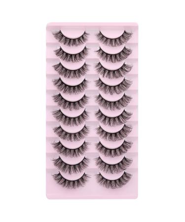 Wiwoseo Cat Eyes D Curly Faux Mink Lashes - 10 Pairs Natural Wispy 17MM Volume - Buy Online on SooperMarket.com