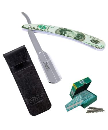 Ponik's classic razor set men transport bag razor set with 100 derby changing blades high-quality stainless steel barber knife for a precise beard-shave multicolored