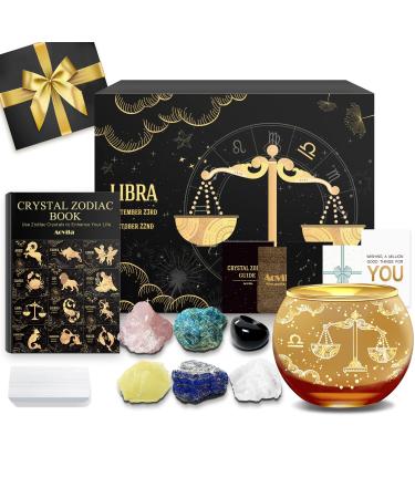 Aovila scale gifts for women Libra tealight holder candlestick crystals gift box set zodiac sign astrology gifts birthday presents for women mom best friends scale with tealight holder