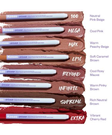 Kosas Hotliner Retractable Lip Liner Pencil - Hydrating Long-Lasting Creamy Texture with Brush & Sharpener - Infinite Warm Pinky Brown - Perfect for Plumping Lips - Buy Online on SooperMarket.com