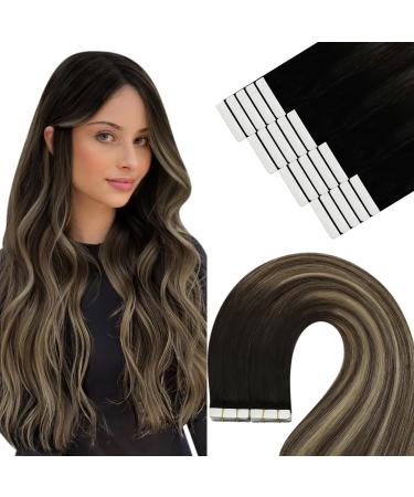Youngsee real hair Extensions Tape Balayage Tape Extensions Black Ombre Brown Blond Tape Extensions Real hair 55cm smooth hair extensions tape in remy real hair tape in extensions 50g 20pcs #1b/4/27 55 cm 3- #1b/4/27
