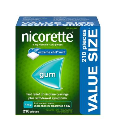 Nicorette Quit Smoking Nicotine Gum Extreme Chill Mint 4mg Value Size 210 count 4mg EXTREME CHILL MINT 210 count (Pack of 1)