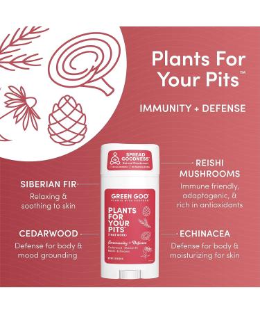 Green Goo Herbal Deodorant for Men and Women | Immunity + Defense | Cedarwood, Siberian Fir, Reishi Mushrooms, Echinacea | 2.25 oz - Buy Online on SooperMarket.com