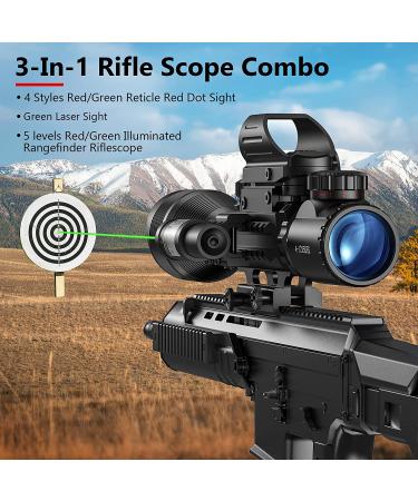 MidTen Riflescope Combo 4-12x50EG with Laser Sight, Holographic Reticle, and Scope Mount - Green 4-12x50 - Buy Online on SooperMarket.com