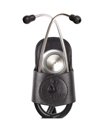Stethoscope Holder Hip Clip With Upgraded Secure Magnetic Closure - Our Hygienic Stethoscope Clip is Designed to Hold All Brands & Styles - Includes Replacement Stethoscope Ear Tips (Black)
