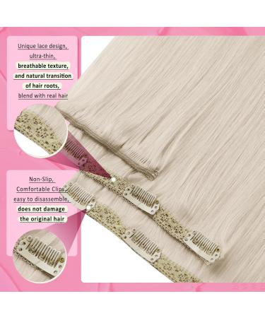 Youngsee Real Hair Extensions Clip | Platinum Blonde 45cm | 120g Natural Clip-In Extensions | Smooth 7PCs #60A - Buy Online on SooperMarket.com
