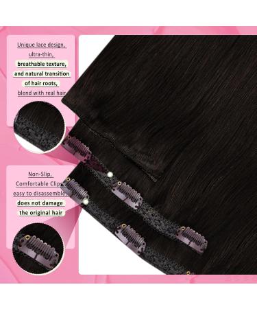 Youngsee Clip-In Extensions | Real Hair Brown 40 cm | Smooth Remy Hair Extensions (120g) - Dark Brown 7PCs - Buy Online on SooperMarket.com