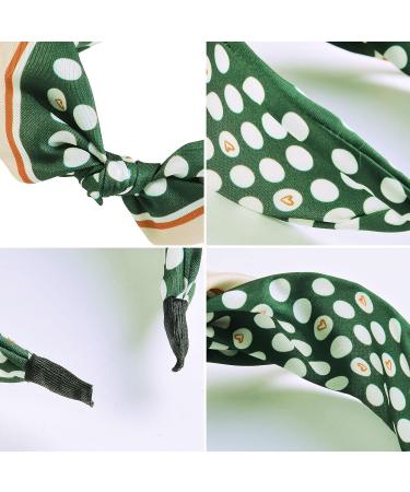 Litthing Bow Headband for Women - Polka Dot Rabbit Ears Knot Headband BOHO - Wide Twist Knot Headwrap for Girls - Green & Black Summer Hair Accessories - Buy Online on SooperMarket.com