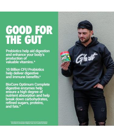 GHOST Greens Superfood Powder - 30 Servings - 19 Super Greens & Reds Fruits Vegetables Spirulina & Chlorella Prebiotics 10 Billion CFU Probiotic & Digestive Enzymes - Gluten-Free (Lime) - Buy Online on SooperMarket.com