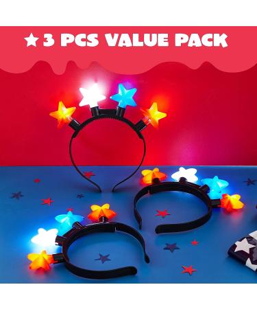JOYIN 3 Pcs Patriotic LED Headbands - Light Up American Flag Star Headband for 4th of July - Red Blue White Accessories for Women Men - Buy Online on SooperMarket.com