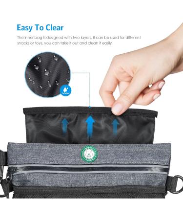 Brifit Dog Treat Training Pouch with Magnetic Closure - Grey, Double Pocket, Padded Straps, Poop Bag Dispenser - Buy Online on SooperMarket.com