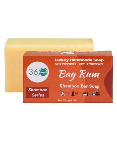 Bay Rum Shampoo Bar Soap - Vegan Oatmeal Hair Bar: Handmade Growth Oils Prevents Loss & Flakes TSA-OK Gentle for Al for Hair/Body/Beard