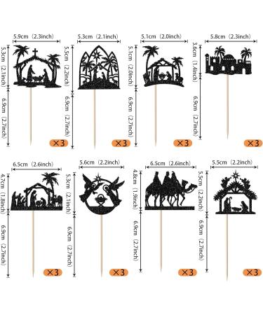 24 Pack Christmas Jesus Cupcake Toppers Jesus's Nativity Cupcake Picks Glitter Cross Cupcake Decorations for Merry Christmas Jesus's Birthday Holy Religious Party Cake Decorations Supplies Black 1-black - Buy Online on SooperMarket.com