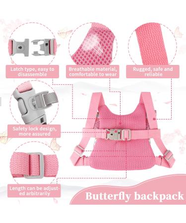 Girls Toddler Leash | Child Safety Harness | Anti Lost Wrist Link | Reflective Pink Leash 4-in-1 Walking Assistant | Butterfly Design | Ideal Gift - Buy Online on SooperMarket.com