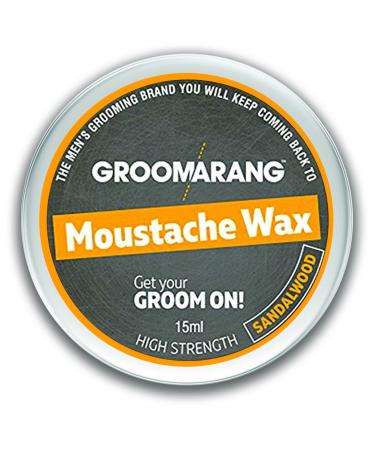 Groomarang Moustache & Beard Wax Extra Strong Sandalwood 100% Natural Hair Care Organic & Natural 15ml