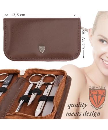 3 Swords Germany - brand quality 8 piece manicure pedicure grooming kit set for professional finger & toe nail care scissors clipper fashion leather case in gift box Made by 3 Swords (6660) BROWN - SYNTHETIC LEATHER - Buy Online on SooperMarket.com
