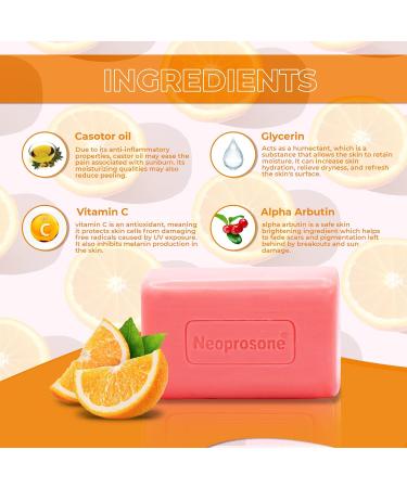 Neoprosone Skin Brightening Soap - 7oz Exfoliating Cleansing Bar for Spots on Knees Elbows Face | Vitamin C & Castor Oil | Unisex International Shipping - Buy Online on SooperMarket.com