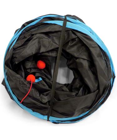 Feline Ruff Premium 4 Way Cat Tunnel | Extra Large 12 Diameter | Collapsible Play Toy for Cats, Rabbits, Kittens, Large Cats, and Dogs - Black/Blue - Buy Online on SooperMarket.com
