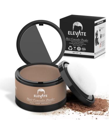 ELEVATE Hair Line Powder Instantly Conceal Hair Loss for Thinning Areas - Shadow Makeup - Root Cover Touch Up with Puff Touch - Instant Gray Coverage for Men and Women (Light Brown)