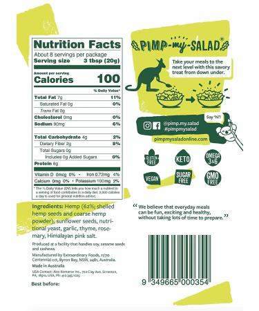 Pimp My Salad Hemp Parmesan: Vegan Cheese & Protein Powder Superfood | Dairy-Free Hemp Cheese Alternative | Low Carb | 2 Value Packs - Buy Online on SooperMarket.com